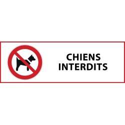 Panneau d'interdiction - Chiens interdits - P021   - 297 x 105 mm - PVC