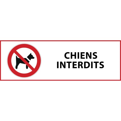 Panneau d'interdiction - Chiens interdits - P021   - 297 x 105 mm - PVC