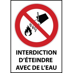 Panneau - Interdiction d'éteindre avec de l'eau - P011   - Vinyle Souple Autocollant - A5