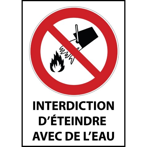 Panneau - Interdiction d'éteindre avec de l'eau - P011   - PVC - A3