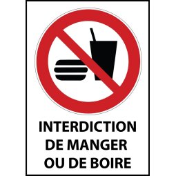 Panneau - Interdiction de manger ou de boire - P022