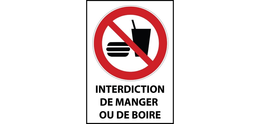 Panneau interdiction - Ne pas manger ou boire - P022 - ISO 7010