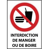 Panneau interdiction - Ne pas manger ou boire - P022  - 210 x 148 - PVC dos adhésif