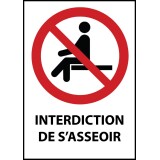 Panneau - Interdiction de s'asseoir - P018   - 210 x 148 - PVC dos adhésif