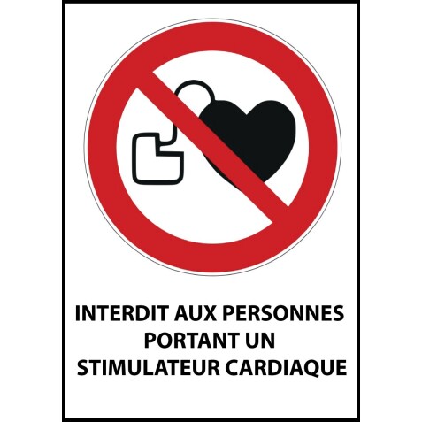 Panneau - Interdit aux personnes porteuses d'un stimulateur cardiaque - P007   - Vinyle Souple Autocollant - A5