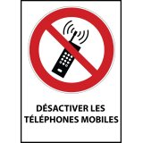 Panneau - Désactiver les téléphones mobiles - P013   - Vinyle Souple Autocollant - A5