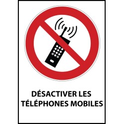 Panneau - Désactiver les téléphones mobiles - P013   - Vinyle Souple Autocollant - A4