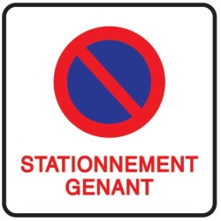 Étiquettes - Stationnement gênant - 75 x 75 mm - Papier adhésif - Rouleau de 250