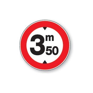 Panneau Orientation - Accès Interdit aux Véhicules > 3,50m - ø200 mm - Vinyle