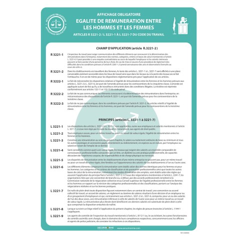 Affiche - Égalité de rémunération H/F - Papier plastifié - A3
