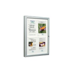 Vitrine d'affichage - Plexichoc Transparent et Aluminium Anodisé Argent - Intérieur  - 1050 x 750 mm