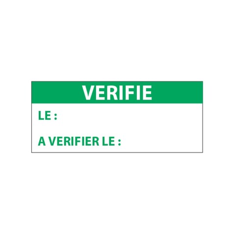 Étiquettes de contrôle - "VÉRIFIÉ LE" - 38 x 16 mm - Film polymère - Lot de 350