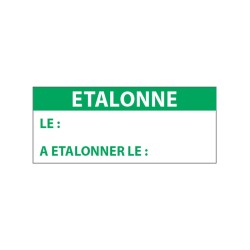 Étiquettes de contrôle - "ÉTALONNÉ LE" - 38x16 mm - Film polymère - Lot de 350