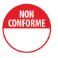 Rouleau de 500 Pastilles - "Non Conforme" avec zone de texte - papier adhésif