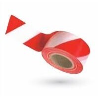 Barrière de sécurité - Ruban de signalisation hachuré rouge/blanc - Dimensions 50 mm x 100 m - Polyéthylène BD