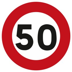 Panneau - Limitation de Vitesse à 50 km/h - Aluminium  - Normale - I