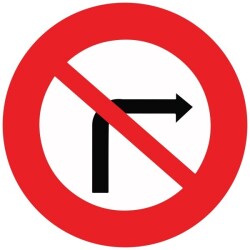 Panneau de Prescription B2b - Interdiction de tourner à droite à la prochaine intersection   - Petite