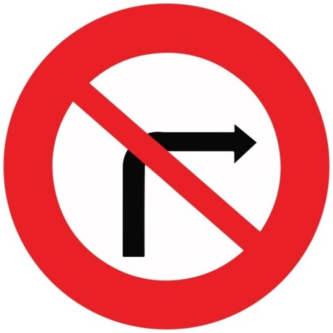 Panneau de Prescription B2b - Interdiction de tourner à droite à la prochaine intersection   - Petite