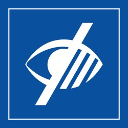 Adhésif ou Panneau d'information - Accessibilité, malvoyant - ISO 7001  - 125 x 125 mm - Vinyle Souple Autocollant