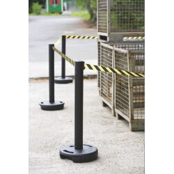 Poteau à Sangle Rétractable - Noir et Jaune - 3,7 m - Plastique