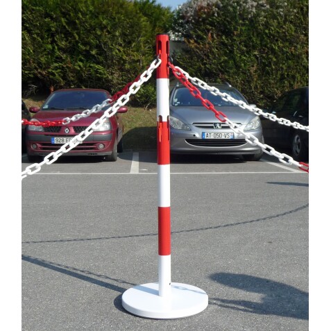 Poteau de Délimitation avec Base Fixe - Acier diam.50 mm  - Blanc