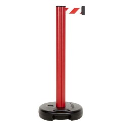 Poteau à Sangle Rétractable - Rouge et Blanc - L 3,7 m - Plastique