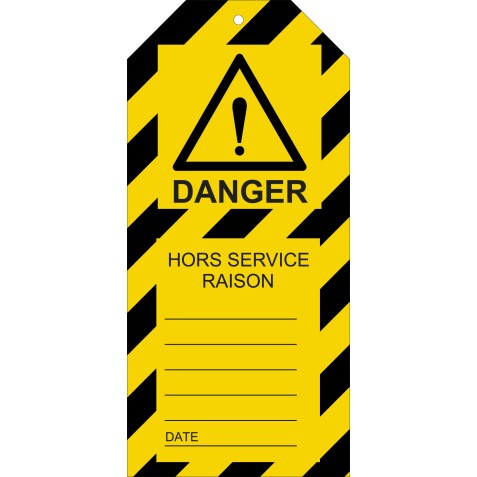 Étiquettes - Danger : Hors-Service - Polyester Souple  - 75 x 160 mm