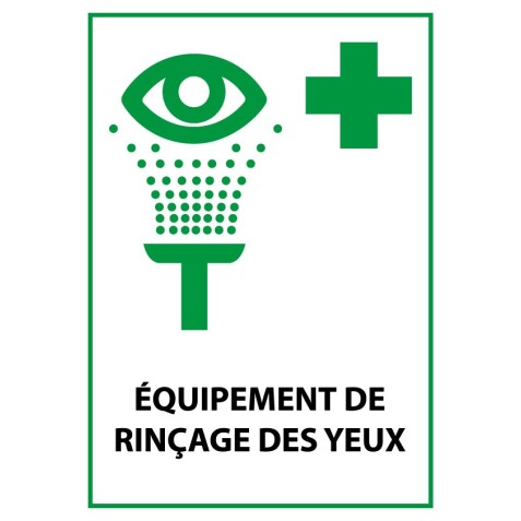 Panneau premiers secours - Équipement de rinçage des yeux - ISO 7010 E011  - Vinyle Souple Autocollant - A5