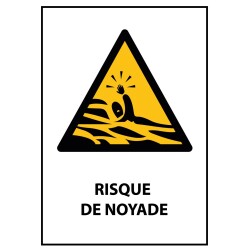 Panneau - Risque de Noyade   - Vinyle Souple Autocollant - A4