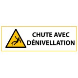 Panneau de Danger ISO 7010 - Chute avec dénivellation - W008   - 297 x 105 mm - Vinyle Souple Autocollant