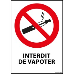 Panneau - Interdiction de vapoter   - Vinyle Souple Autocollant - A4