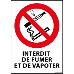 Panneau - Interdiction de fumer et vapoter