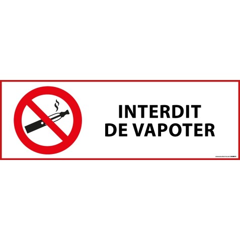 Panneau d'Interdiction - Interdiction de vapoter   - 297 x 105 mm - Vinyle Souple Autocollant