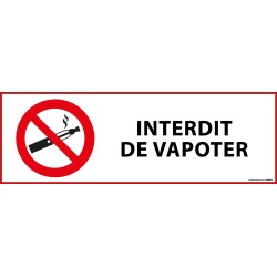 Panneau d'Interdiction - Interdiction de vapoter   - 297 x 105 mm - PVC