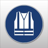 Pictogramme d'Obligation ISO 7010 - Gilet de sécurité haute visibilité obligatoire - M015   - 100 mm - Vinyle Souple Autocollant