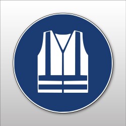 Pictogramme d'Obligation ISO 7010 - Gilet de sécurité haute visibilité obligatoire - M015   - 100 mm - Vinyle Souple Autocollant