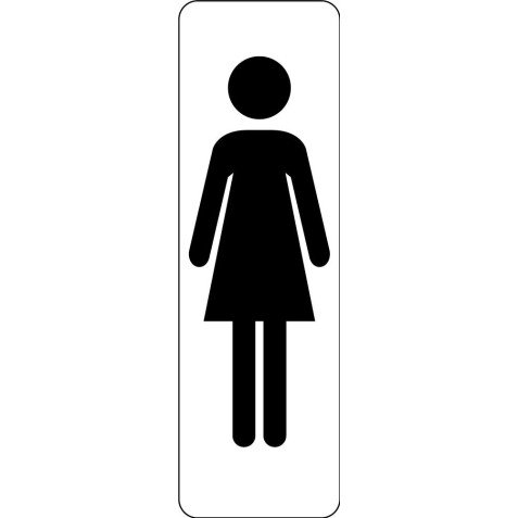 Panneau Signalétique - Silhouette Femme WC - Adhésif  - 150 x 47 mm - Argent