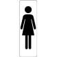 Panneau Signalétique - Silhouette Femme WC - Adhésif  - 150 x 47 mm - Argent