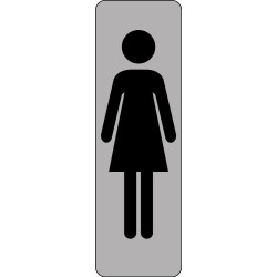 Panneau Signalétique - Silhouette Femme WC - Adhésif  - 150 x 47 - Argent