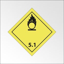 Signalisation de transport normalisée ADR - Matières comburantes - ADR 5.1   - 100 x 100 mm - Vinyle
