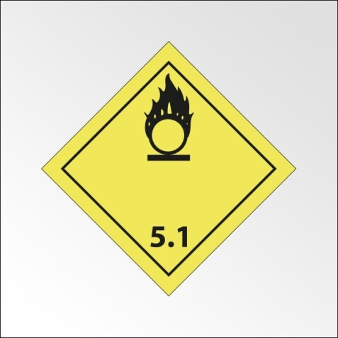 Signalisation de transport normalisée ADR - Matières comburantes - ADR 5.1   - 100 x 100 - Plaque magnétique