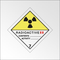 Signalisation de transport normalisée ADR - Matières radioactives, catégorie II- ADR 7   - 100 x 100 mm - Vinyle