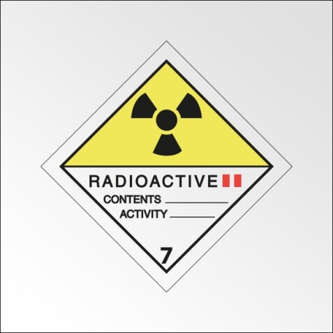 Signalisation de transport normalisée ADR - Matières radioactives, catégorie II- ADR 7   - 250 x 250 - PVC