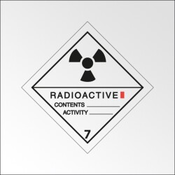 Signalisation de transport normalisée ADR - Matières radioactives, catégorie I - ADR 7   - 100 x 100 - Plaque magnétique