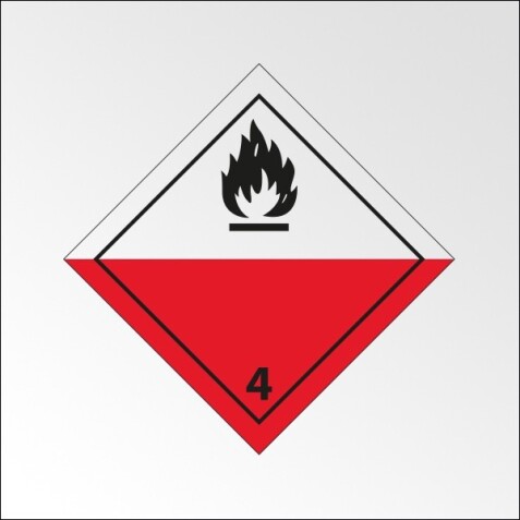 Signalisation de transport normalisée ADR - Spontanément inflammable - ADR 4   - 250 x 250 - PVC