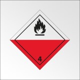 Signalisation de transport normalisée ADR - Spontanément inflammable - ADR 4   - 100 x 100 - Plaque magnétique
