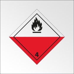 Signalisation de transport normalisée ADR - Spontanément inflammable - ADR 4   - 100 x 100 - Plaque magnétique