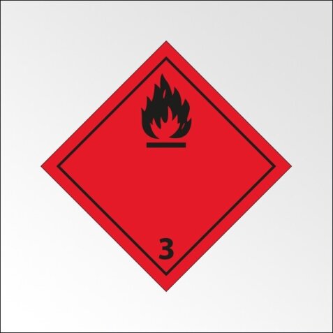 Signalisation de transport normalisée ADR - Liquides inflammables - ADR 3   - 100 x 100 mm - Vinyle