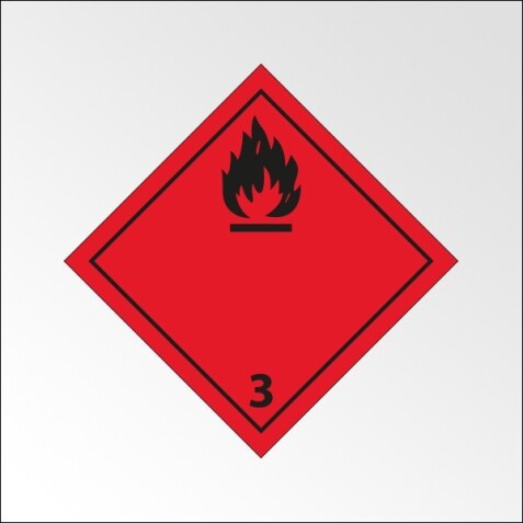 Signalisation de transport normalisée ADR - Liquides inflammables - ADR 3   - 150 x 150 mm - Vinyle