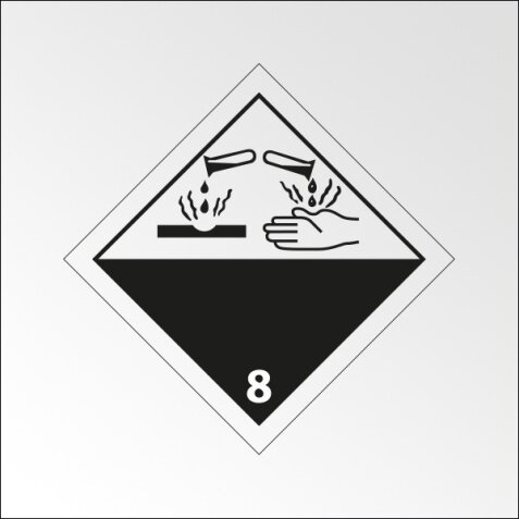 Signalisation de transport normalisée ADR - Matières corrosives - ADR 8   - 100 x 100 mm - Vinyle